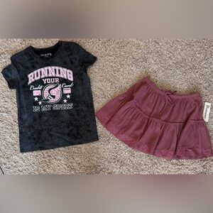 No Boundaries Drawcord Ruffle Mini Skirt With T-Shirt Size: XS (0-2)